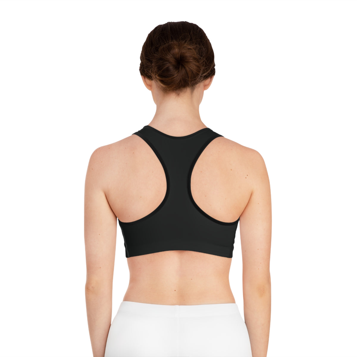 Monogram Performance Sports Bra — Black Athletic Racerback