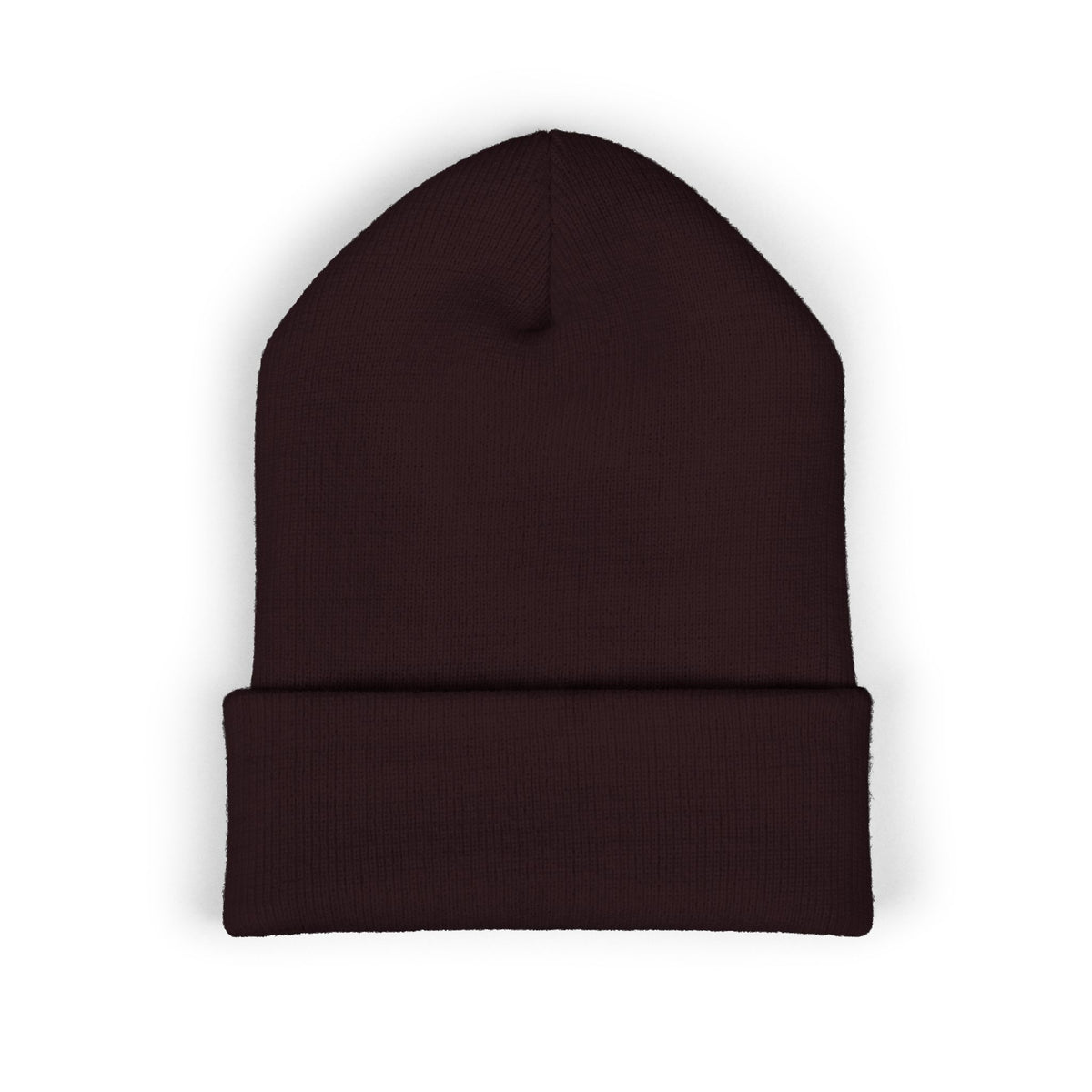 Embroidered Red Monogram Cuffed Beanie — Classic Knit Winter Hat