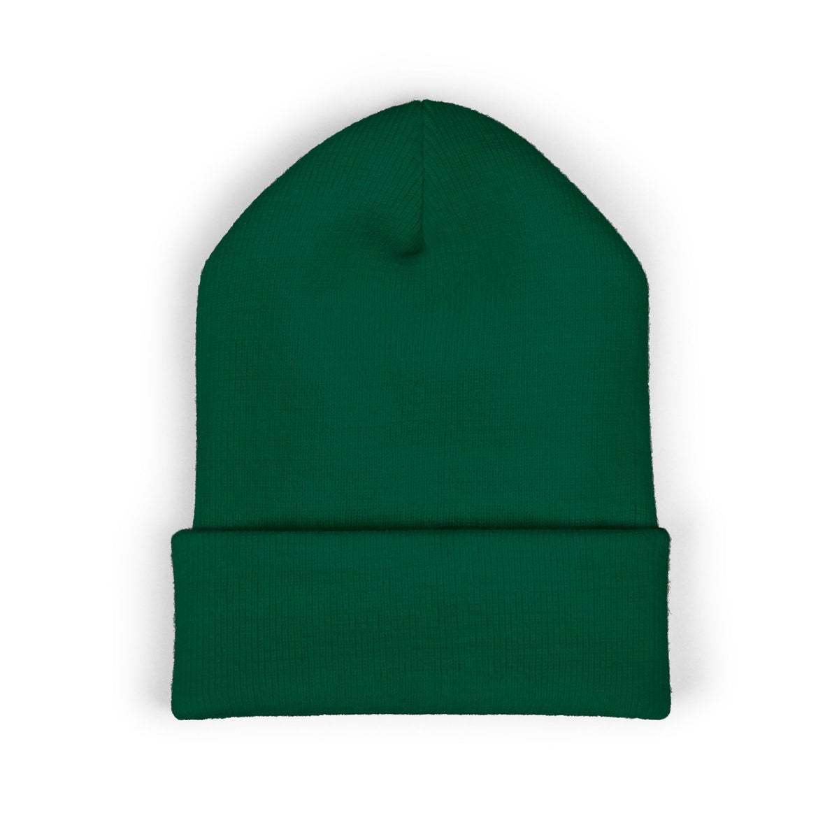 Embroidered Red Monogram Cuffed Beanie — Classic Knit Winter Hat