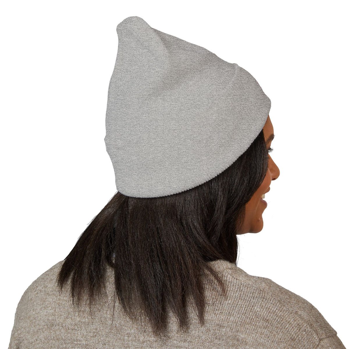 Embroidered Red Monogram Cuffed Beanie — Classic Knit Winter Hat