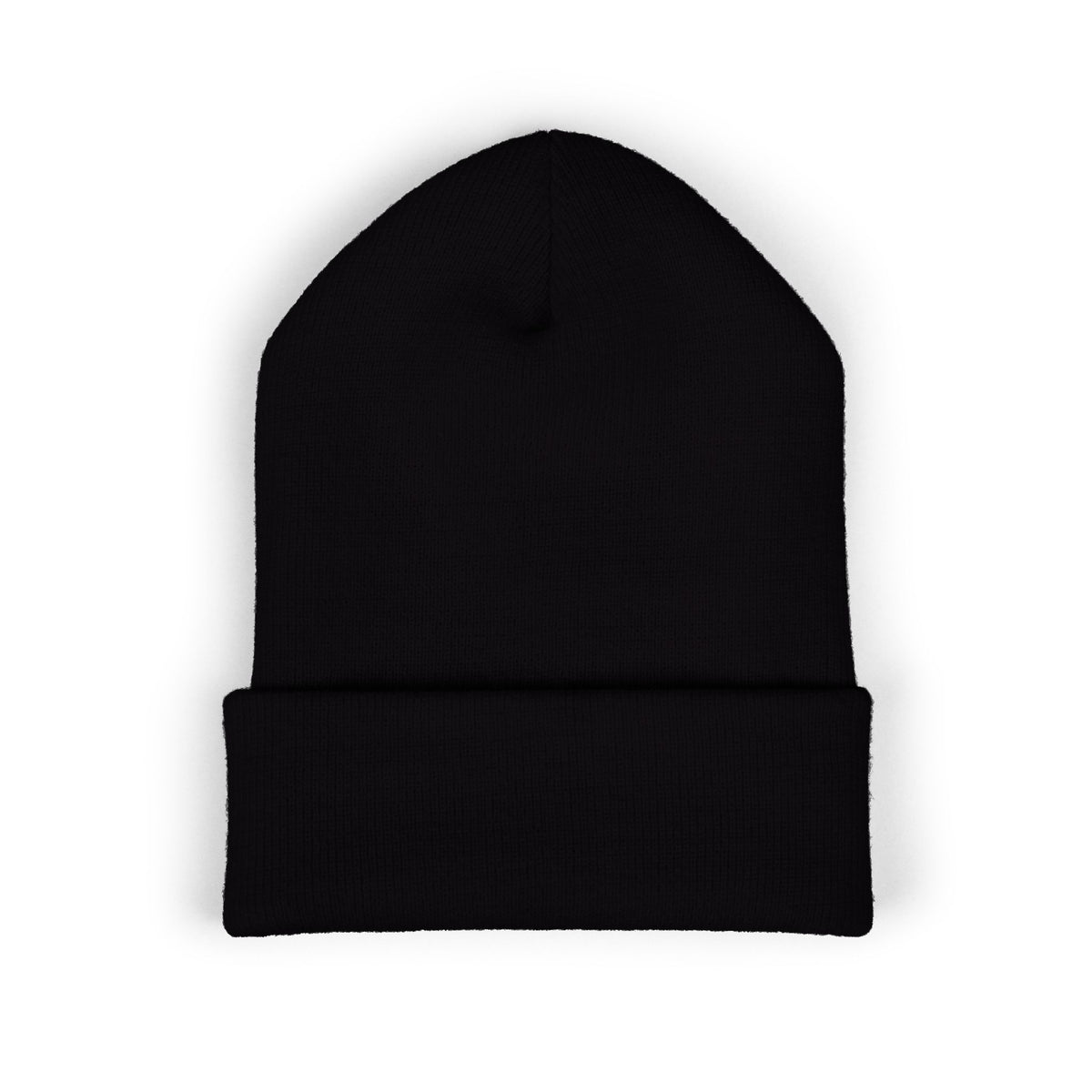 Embroidered Red Monogram Cuffed Beanie — Classic Knit Winter Hat