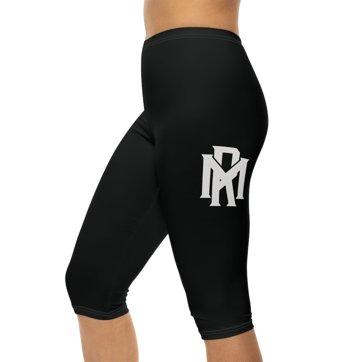 Capri Leggings — Black Side Logo Women’s Athletic Capris