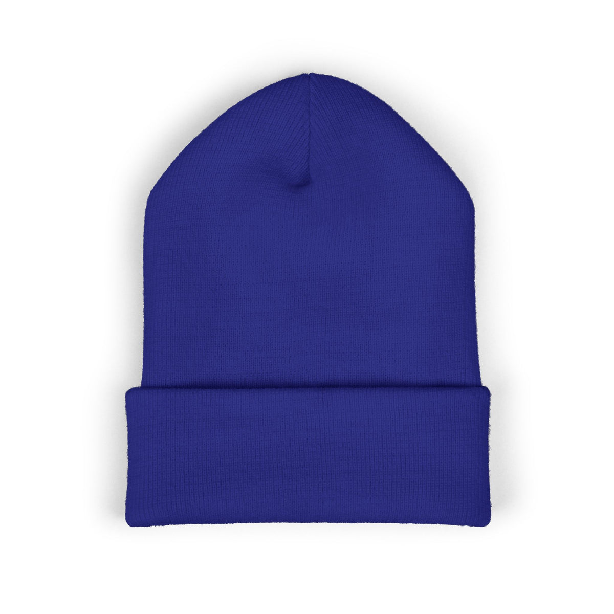 Embroidered Red Monogram Cuffed Beanie — Classic Knit Winter Hat
