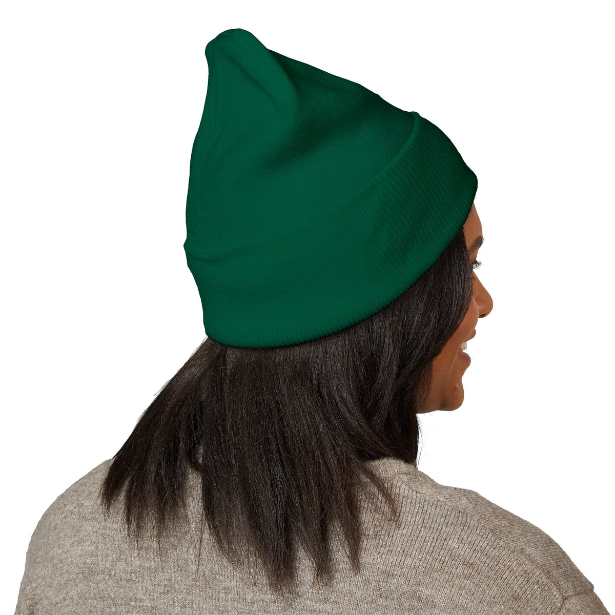 Embroidered Red Monogram Cuffed Beanie — Classic Knit Winter Hat