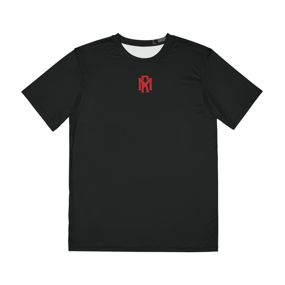 Men's Black Performance Tee with Red Minimal Logo