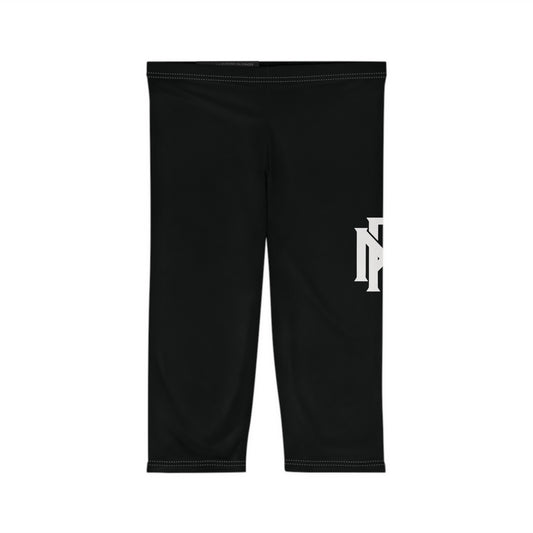Capri Leggings — Black Side Logo Women’s Athletic Capris
