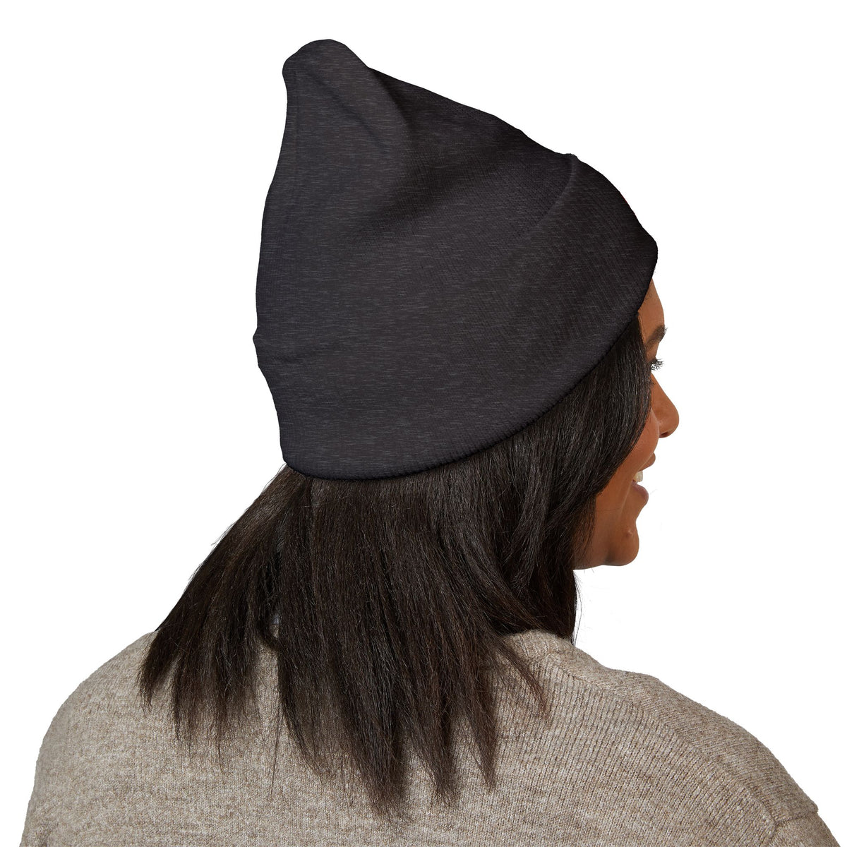 Embroidered Red Monogram Cuffed Beanie — Classic Knit Winter Hat