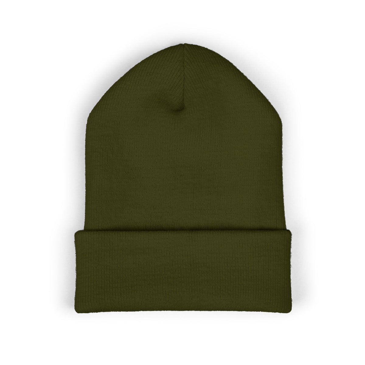 Embroidered Red Monogram Cuffed Beanie — Classic Knit Winter Hat