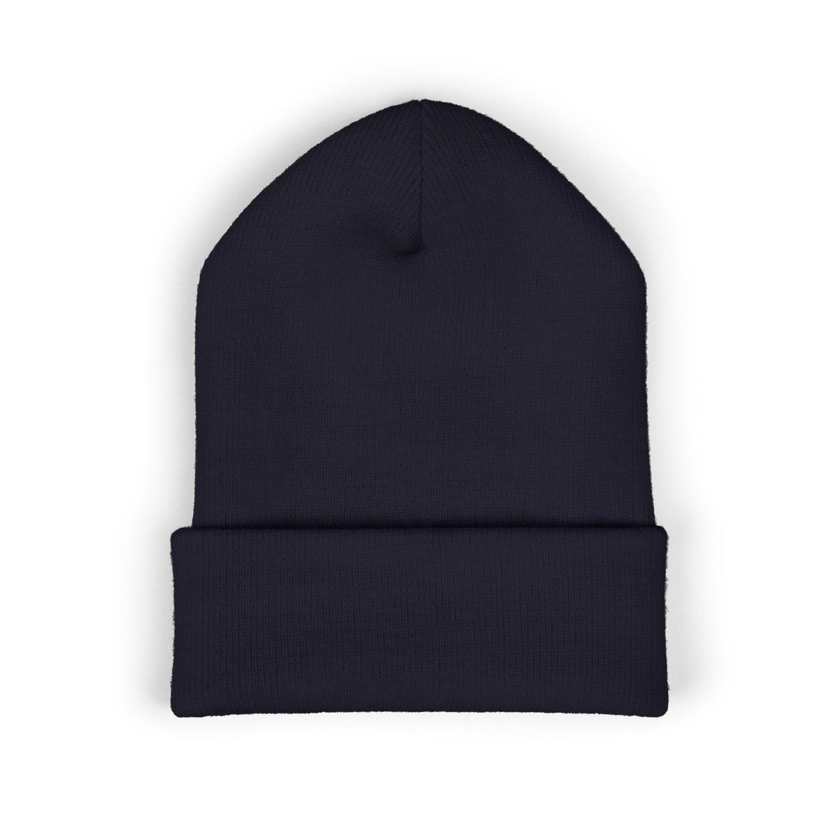 Embroidered Red Monogram Cuffed Beanie — Classic Knit Winter Hat
