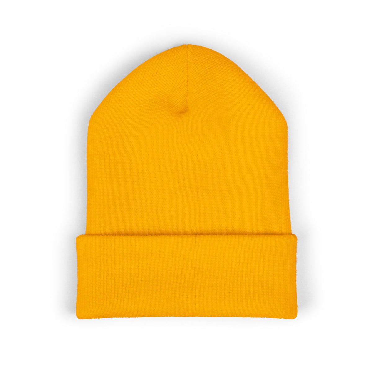 Embroidered Red Monogram Cuffed Beanie — Classic Knit Winter Hat
