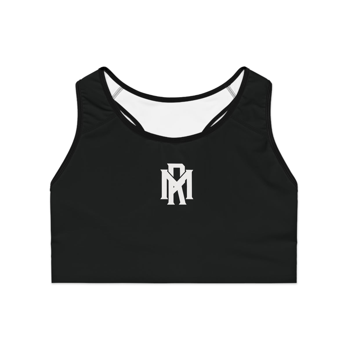 Monogram Performance Sports Bra — Black Athletic Racerback
