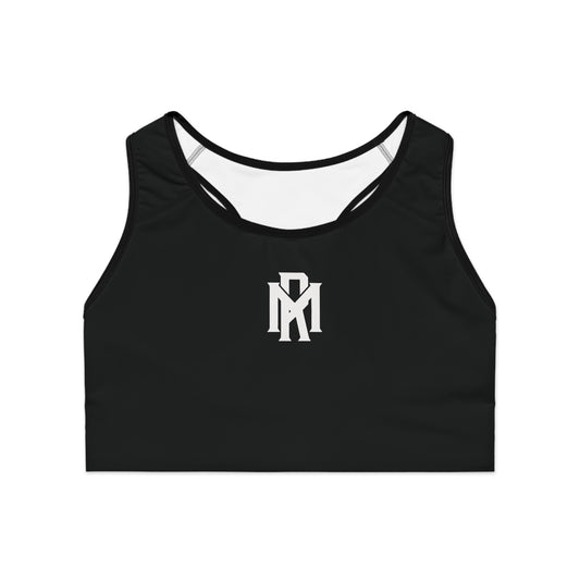 Monogram Performance Sports Bra — Black Athletic Racerback