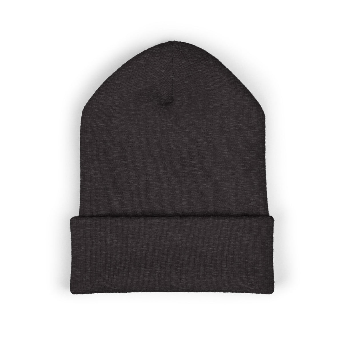 Embroidered Red Monogram Cuffed Beanie — Classic Knit Winter Hat