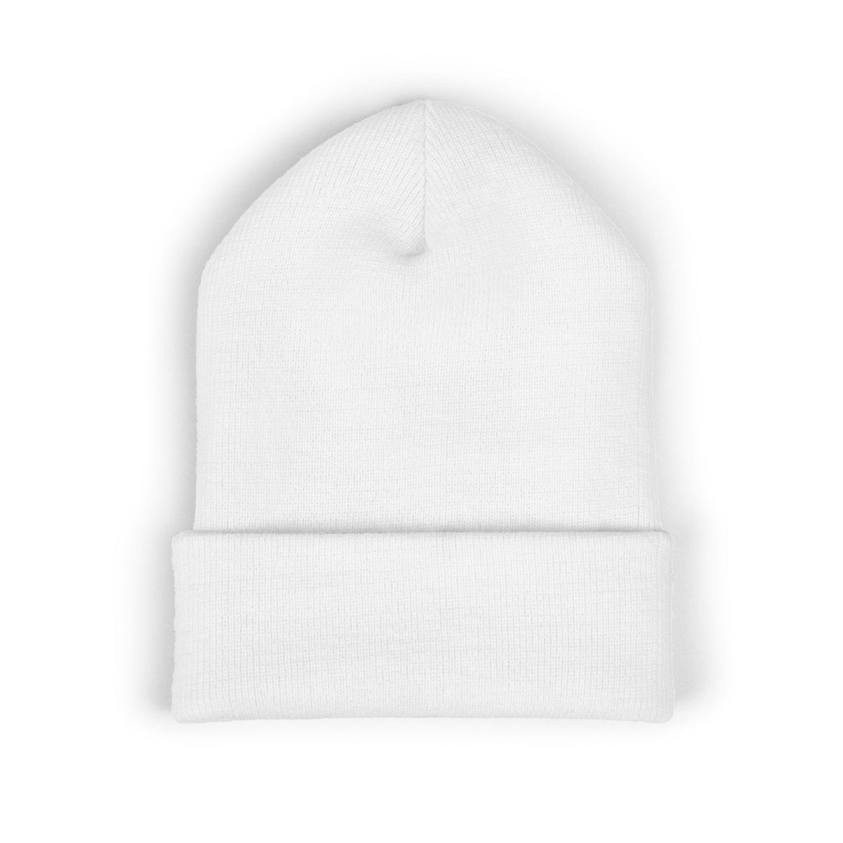 Embroidered Red Monogram Cuffed Beanie — Classic Knit Winter Hat