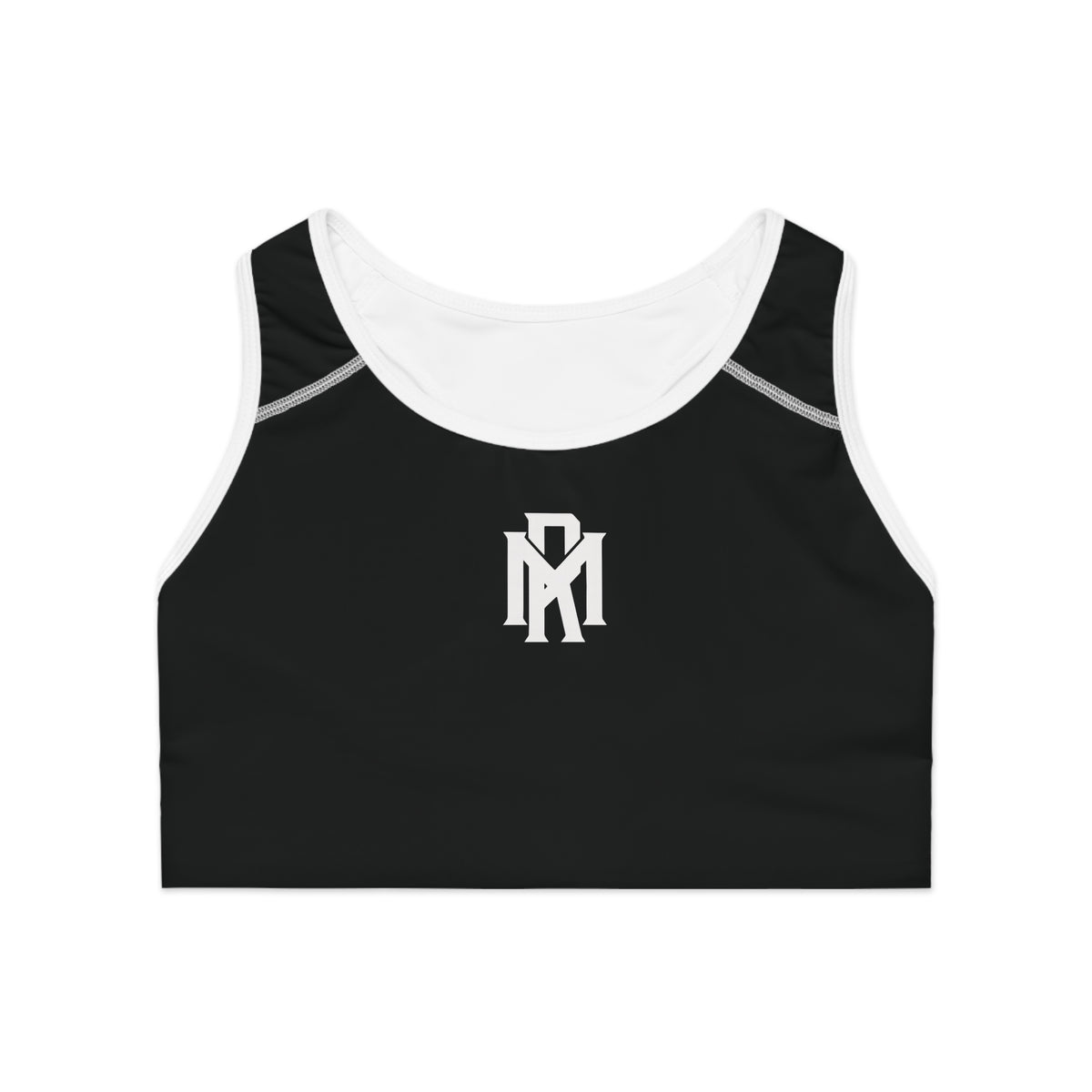 Monogram Performance Sports Bra — Black Athletic Racerback