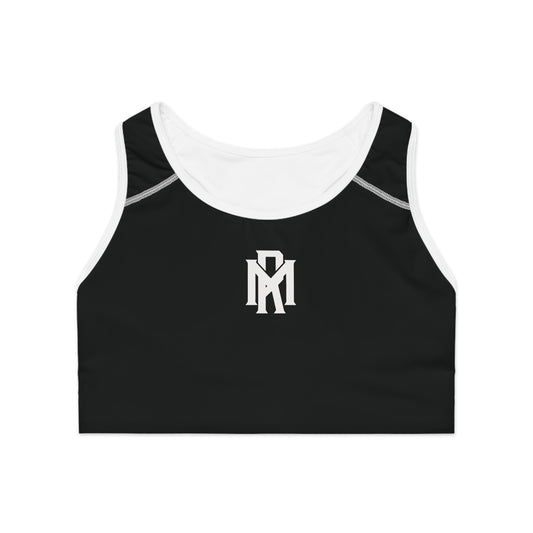 Monogram Performance Sports Bra — Black Athletic Racerback
