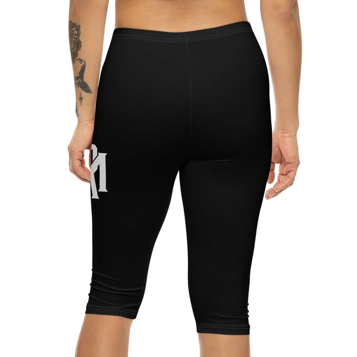 Capri Leggings — Black Side Logo Women’s Athletic Capris